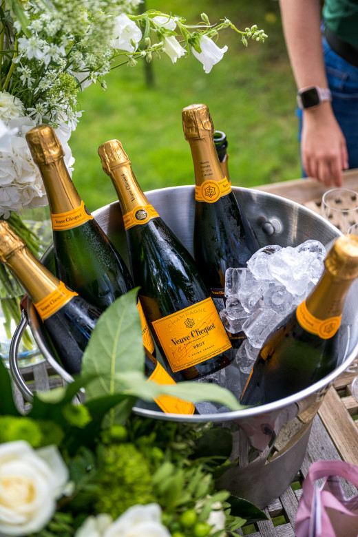 Sektkühler mit Flaschen und Eiswürfel